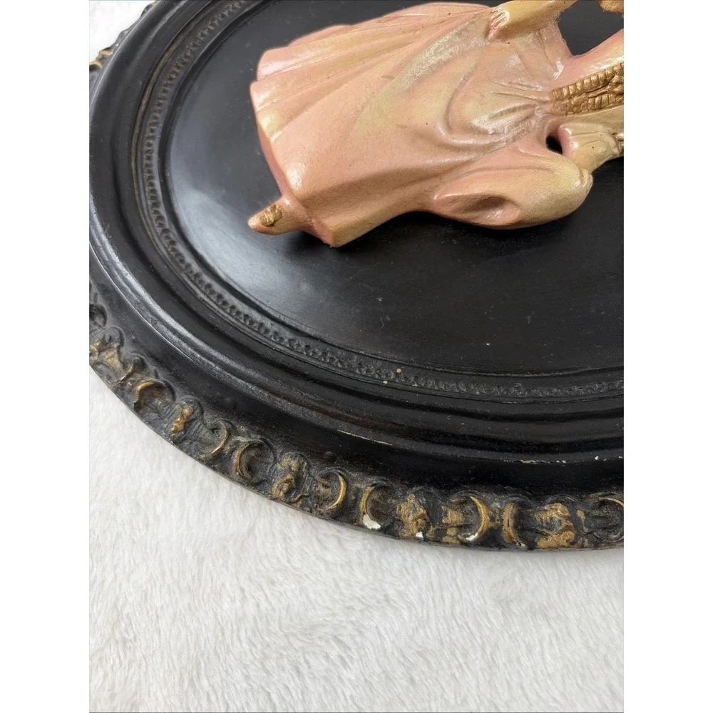 Vintage Chalkware 3D Wall Plaques Pair Mid Century Victorian Courting Couple GVC
